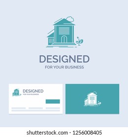 Home, house, Apartment, building, office Business Logo Glyph Icon Symbol for your business. Turquoise Business Cards with Brand logo template.