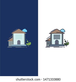 Home, house, Apartment, building, office Flat Color Icon Vector. Vector Icon Template background
