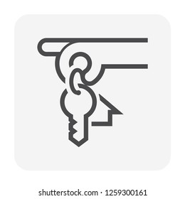 Home, house or apartment key vector icon. For concept of property or real estate i.e. handover, new home, owned, sale, rent, buy or purchase. Also for mortgage, loan, insurance, lease and finance.