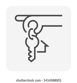 Home, house or apartment key vector icon. For concept of property or real estate i.e. handover, new home, own, sale, rent, buy or purchase. Also for mortgage, loan, insurance, lease, finance. 64x64 px