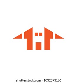 home house arrow up shape logo vector 