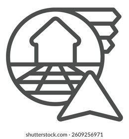 Home house and bookmarks with navigation cursor line icon, neural dataset concept. Vector graphics. Data visualization sign on white background, outline style icon for mobile or web design