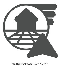 Home house and bookmarks with navigation cursor solid icon, neural dataset concept. Vector graphics. Data visualization sign on white background, glyph style icon for mobile or web design