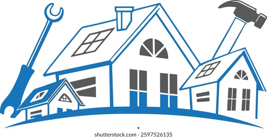 Home House Builders Repair Remodeling Logo Design Vector Icon Illustrations. home repair, roofing, remodeling, handyman logo