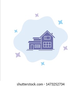 Home, House, Building, Apartment Blue Icon on Abstract Cloud Background