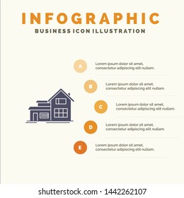Home, House, Building, Apartment Solid Icon Infographics 5 Steps Presentation Background