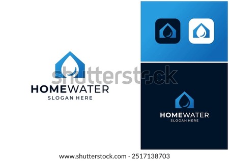 Home House Building Construction Pure Water Drop Aqua Mineral Vector Logo Design Illustration