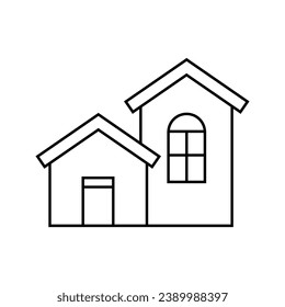 hogar, edificio de casa con vector de icono de puerta y ventana