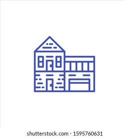 Home or House or Building Line Vector, Building Line Clean Vector Logo. Simple and creative Logo Design.