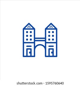 Home or House or Building Line Vector, Building Line Clean Vector Logo. Simple and creative Logo Design.