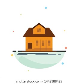 Home, House, Building, Real Estate Abstract Flat Color Icon Template