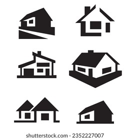 hogar o casa o edificio o conjunto de iconos de vector moderno plano real