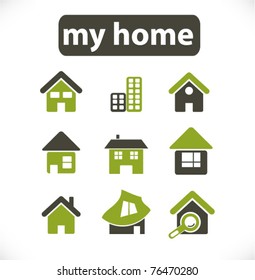 Home & House & Buildings Icons, Signs, Vector Illustrations