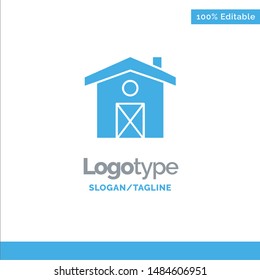 Home, House, Canada Blue Solid Logo Template. Place for Tagline. Vector Icon Template background