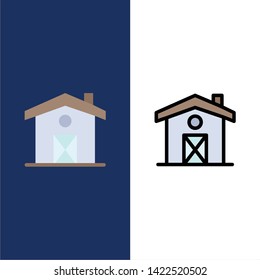 Home, House, Canada  Icons. Flat and Line Filled Icon Set Vector Blue Background