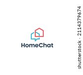 Home house chat logo design simple creative concepts Premium