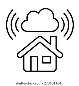 Startseite Haus mit Cloud-Technologie isometrisches Symbol, Info Tech-Konzept. Vektorgrafiken. Hüttengebäude mit Cloud-Speicher-Zeichen auf weißem Hintergrund, Umriss-Stil-Symbol für Mobil- oder Web-Design