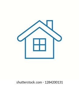 home house cottage with window thin line blue icon