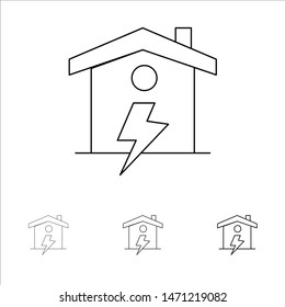 Home, House, Energy, Power Bold and thin black line icon set. Vector Icon Template background