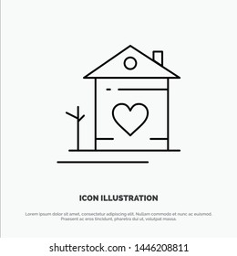 Home, House, Family, Couple, Hut Line Icon Vector