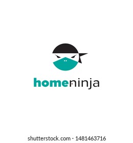 home or house forming ninja head idea logo design vector icon illustration inspiration