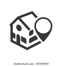 home house gps silhouette real estate icon. Flat and Isolated design. Vector illustration