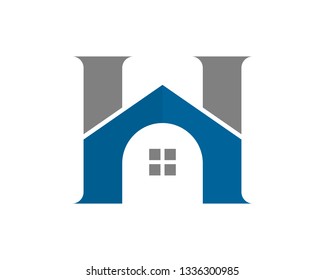 home and house "H" typography logo design