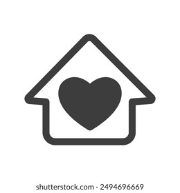 Home, house and heart. Vector aditable icon.