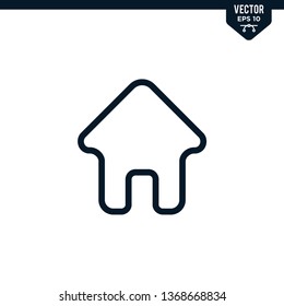 home or house icon collection in outlined or line art style, editable stroke vector