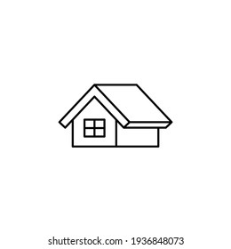 home, house icon  in flat black line style, isolated on white background 