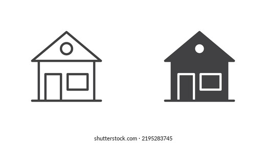 Home, house icon. line and glyph version, outline and filled vector sign. linear and full pictogram. Symbol, logo illustration. Different style icons set