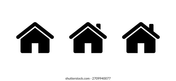 Icono del hogar y de la casa fijado en estilo plano. Símbolo de bienes raíces, residencia y propiedad