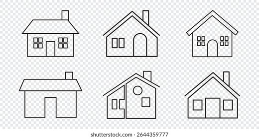 home or house icon set isolated on white background. outline simple home icon