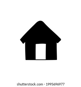 home, house icon in solid black flat shape glyph icon, isolated on white background 