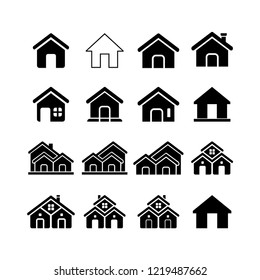 home/ house icon vector set, various forms of house building with black and white