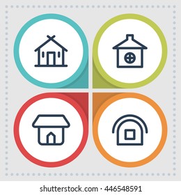 Home and house icons. Building pictogram. Real estate vector graphic. Cottage design collection.