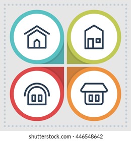Home and house icons. Building pictogram. Real estate vector graphic. Cottage design collection.
