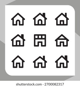 Home casa ícones interface da web símbolos e botões definir coleção

