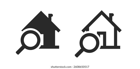 Home house inspection appraisal exam icon simple graphic vector set, estate property assessment expertise review sign symbol line stroke outline art solid logo, realestate market exploration search