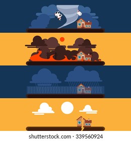 Home and house insurance and risk icons illustration vector set