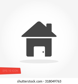 Home, House Isolated Flat Web Mobile Icon / Vector / Sign / Symbol / Button / Element / Silhouette