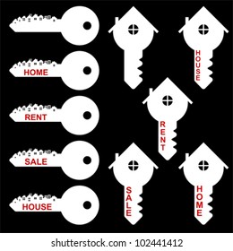 Home, house key flat icon with HOME text, vector