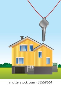 Home and house key. Vector illustration