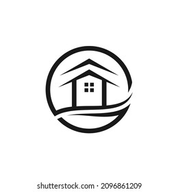 Home House Leaf Waves Environment Logo Design Inspiration