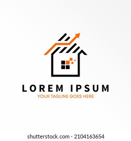Home or house line and arrow chart image graphic icon logo design abstract concept vector stock. Can be used as a symbol related to property or tech.