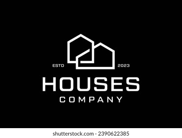 home house line art logo design template