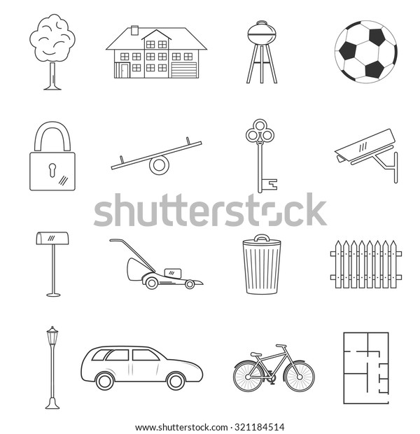 Home and\
house line icon set, vector\
illustration