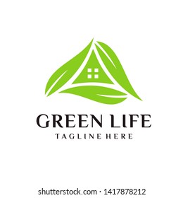 Home / House logo design with leaf green color