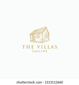 Home or house Logo Design Template. Villa, cabin, resort, outdoor, flat vector
