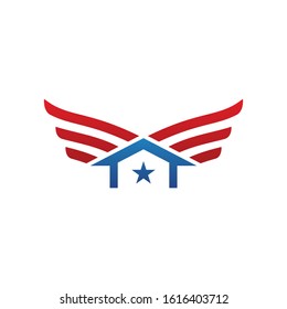 home house logo flag star as wing template